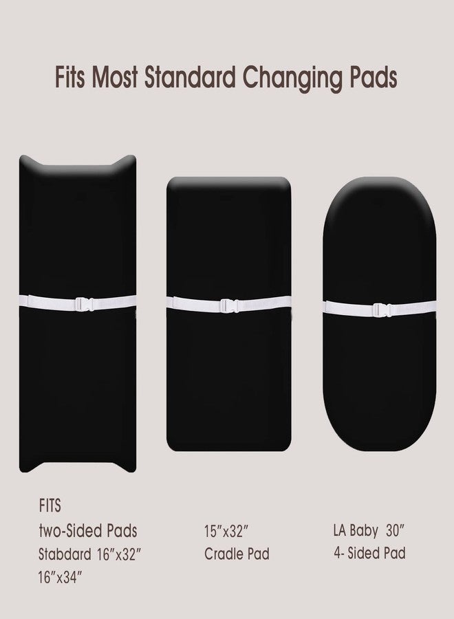 PHF Baby Changing Pad Covers for Boys Girls, 2 Pack Ultra Soft Breathable Microfiber Changing Pad Table Sheets for Most Baby Changing Pads, Black & Black - Image 4